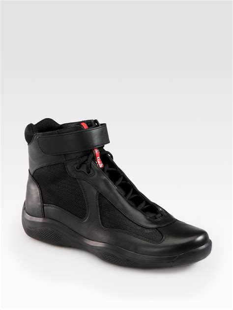 prada sneakers mens shoes|Prada men's high top sneakers.